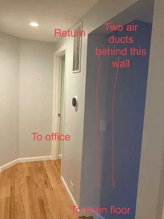 from top floor,pointing to where air ducts are