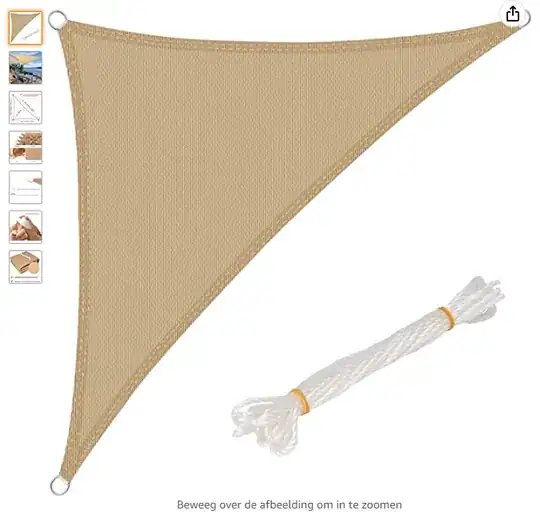 The sunshade / shade canopy I'd like to fix to the wall.