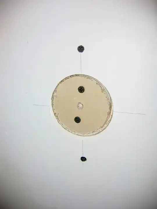 Replacement drywall circle fastened to pine