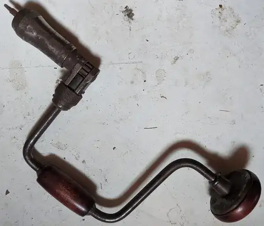 A 10" Brace holding a #2 Square Drive bit