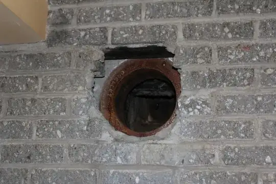 Close up of the hole in the wall
