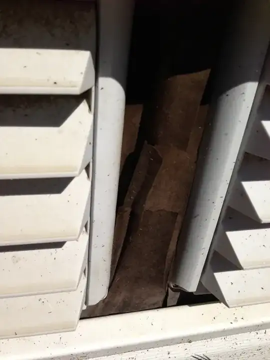 Very close up of gap between two vents