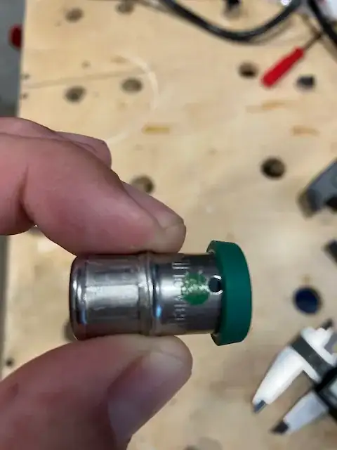 Uncrimped Viega 3/8 sleeve compared with crimped factory sleeve