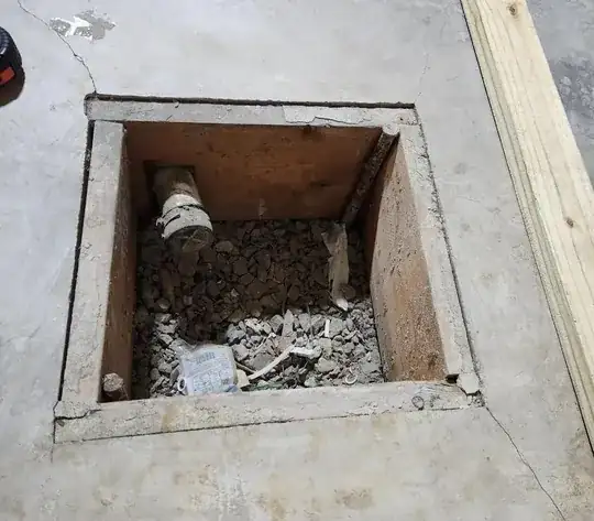 concrete hole with lip