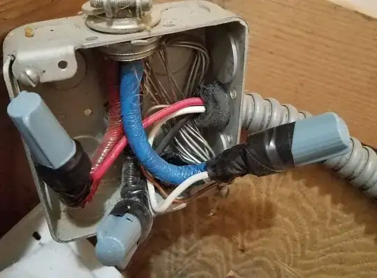 Old oven connection aluminum bundle to oven's copper wire