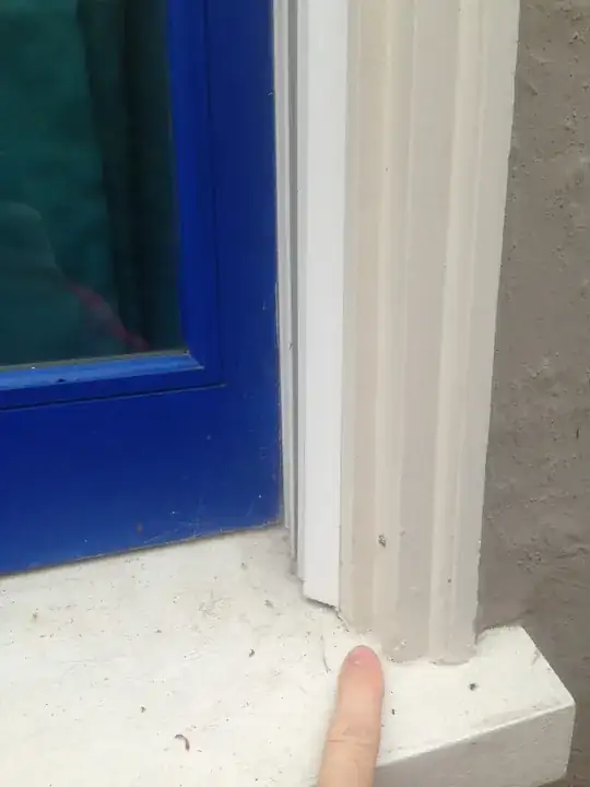 window sill and trim area to fit a screen