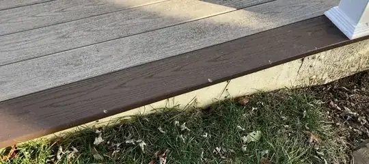 Multiple notches on deck border near grass