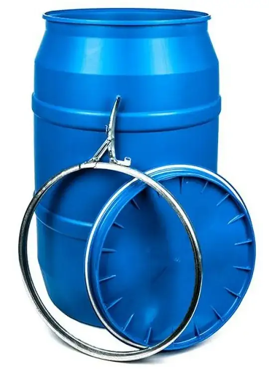55 Gallon Plastic lidded drum