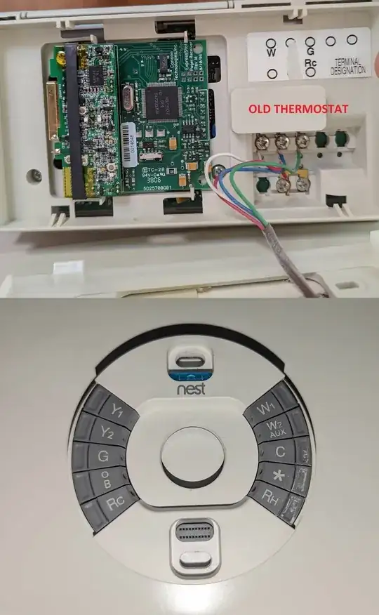 old thermostat wiring and the face of the Nest