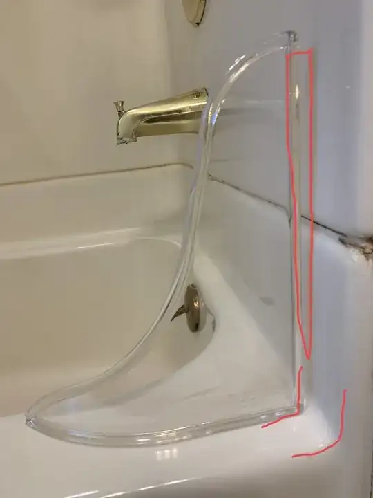 Image highlighting the gap between shower wall and splash guard