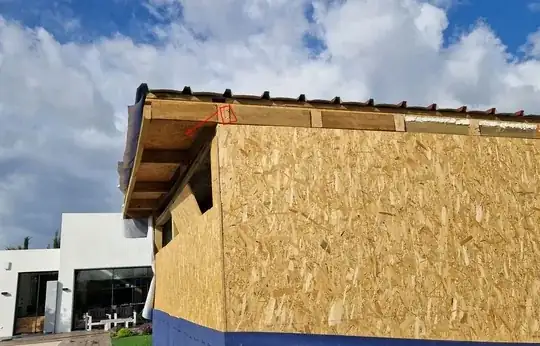 Overhang bends downwards