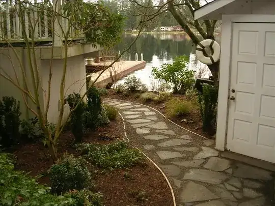flag stone path set in gravel with 2X4 edger