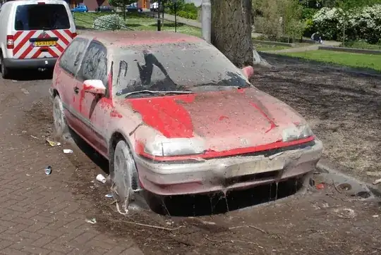 A car completely covered in webs in Rotterdam (2009). Image from Wikipedia.