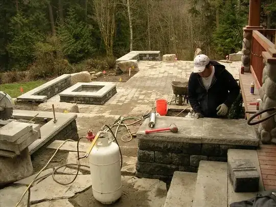 patio in process with firepit