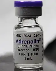 Adrenaline/epinephrine vial