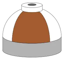 Illustration of cylinder shoulder painted in brown and white quarters