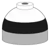 Illustration of cylinder shoulder painted in black (lower) and white (upper) bands for a mixture of oxygen and nitrogen.