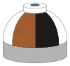 Illustration of cylinder shoulder painted in brown, black and white sixths for a mixture of helium, nitrogen and oxygen.