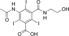 Skeletal formula of ioxitalamic acid