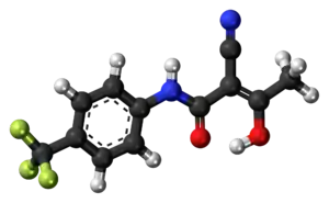 Ball-and-stick model of the teriflunomide molecule
