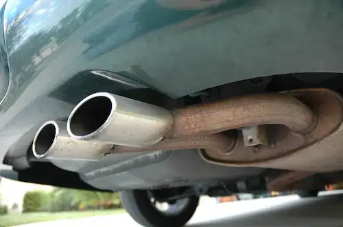 Muffler at rear of car