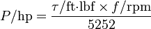 Horsepower is torque times rpm divided by 5252 (in Imperial units)
