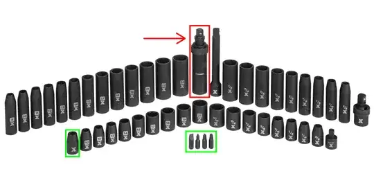 impact socket set with manual impact driver