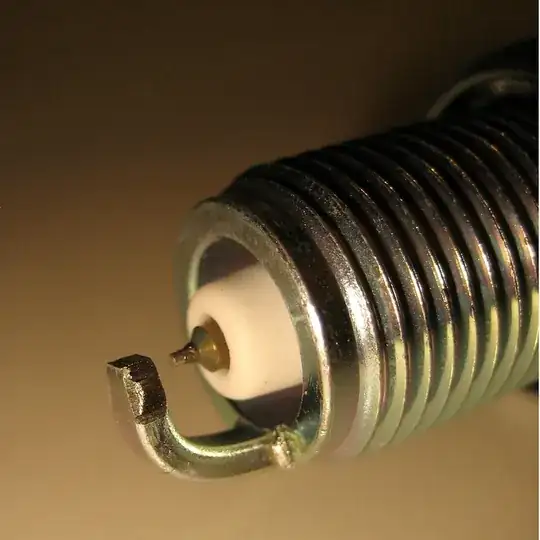 The spark of a spark plug