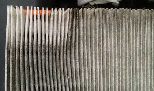 Dirty air filter with small clean patch