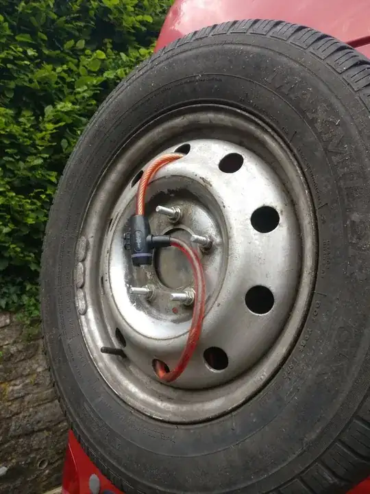 custom made tyre bracket with bike lock