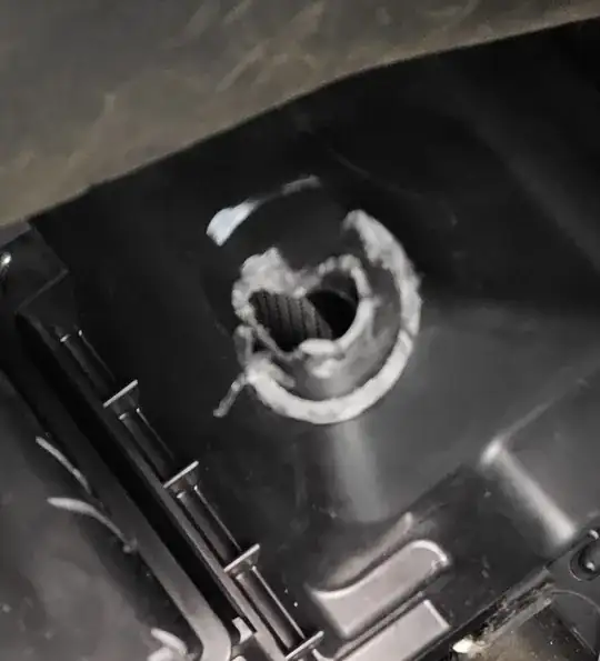 broken fitting trimmed