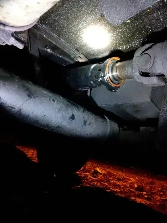 back end of Torqueflite A727 Transmission showing sliding yoke and front u-joint