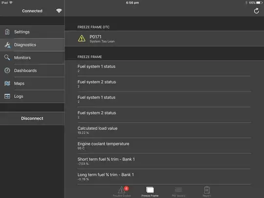 Freeze frame for P0171 - 1