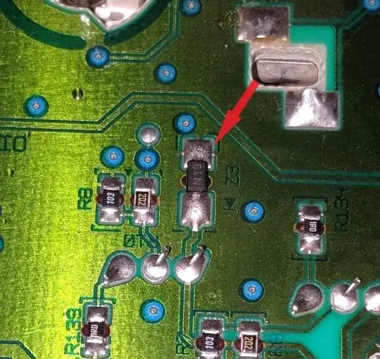 SMD in Question - I believe zener diode (epoxied down)