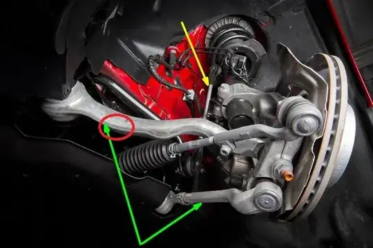 Position of the jack stand on the control arm shown by a red circle on attached picture