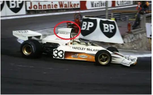 racecar with cowling circled