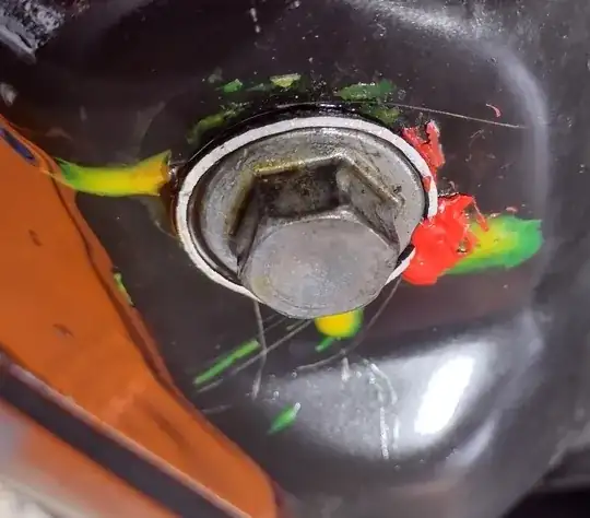 close up of drain plug area