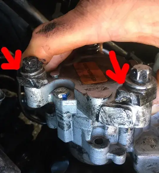 looking at PS pump still attached to broken brackets