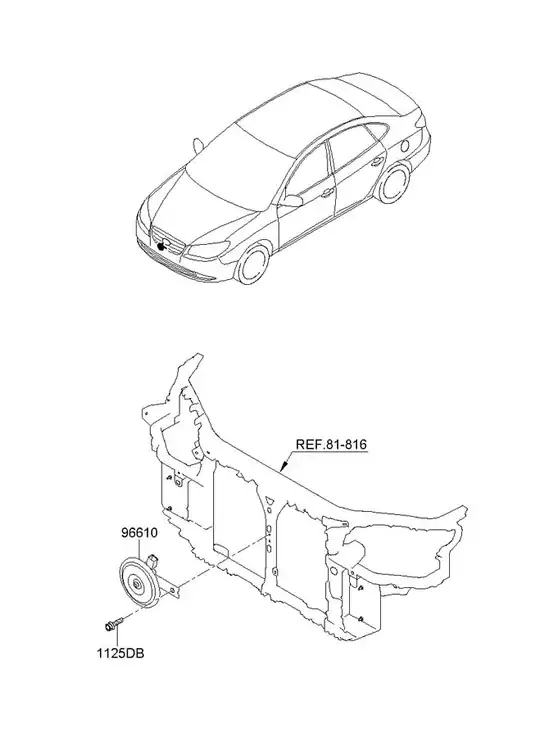 2007 Hyundai Elantra horn location