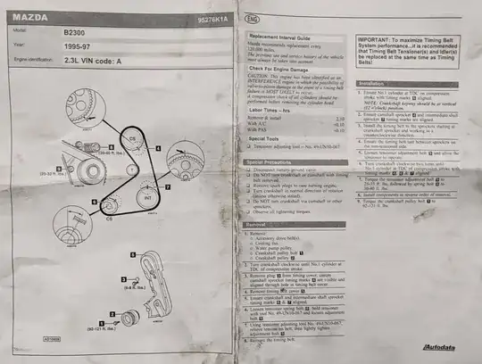 1995-1997 Ford Ranger 2.3L Timing Belt Replacement Instructions