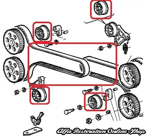 Alfa Boxer 16V timing exploded diagram