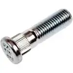 Wheel stud with knurled area to retain stud in hub