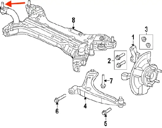 front cross member with bolt location