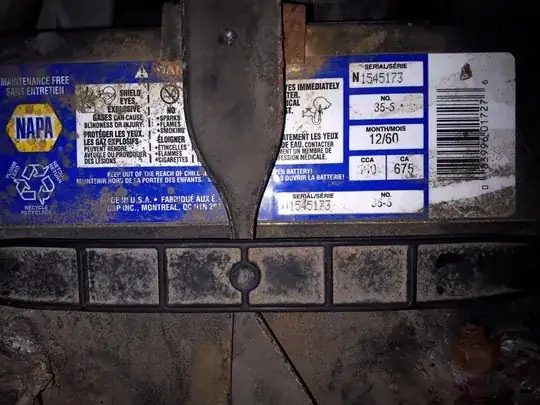 Picture of top of battery