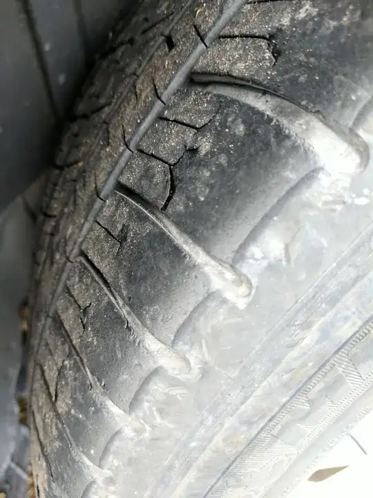 tire damage side view