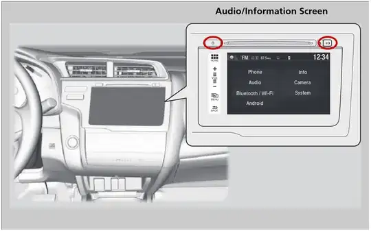 Honda Jazz audio/information system and where to press
