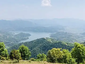 Aerial view of Begnas lake with Maidi Lake
