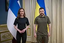 Finnish Prime Minister Sanna Marin with Ukrainian President Volodymyr Zelenskyy meet in Kyiv, 26 May 2022