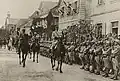 French general inspecting troops before they take up positions near the trenches occupied by American troops in the Vosges, France, 1918.
