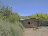 1920s Cabin Built of Railroad Ties in The Mesquite Bosque at the DNR